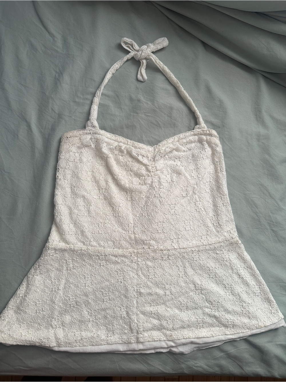 White Lace Halter Tank shirt